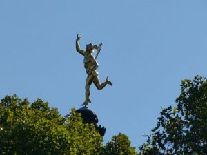 a statue of Hermes in his winged shoes